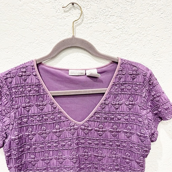 Y2K Babydoll Top Women's XL Petite XLP Purple Mesh Semi-Sheer Cropped 90s 00s - Picture 3 of 6